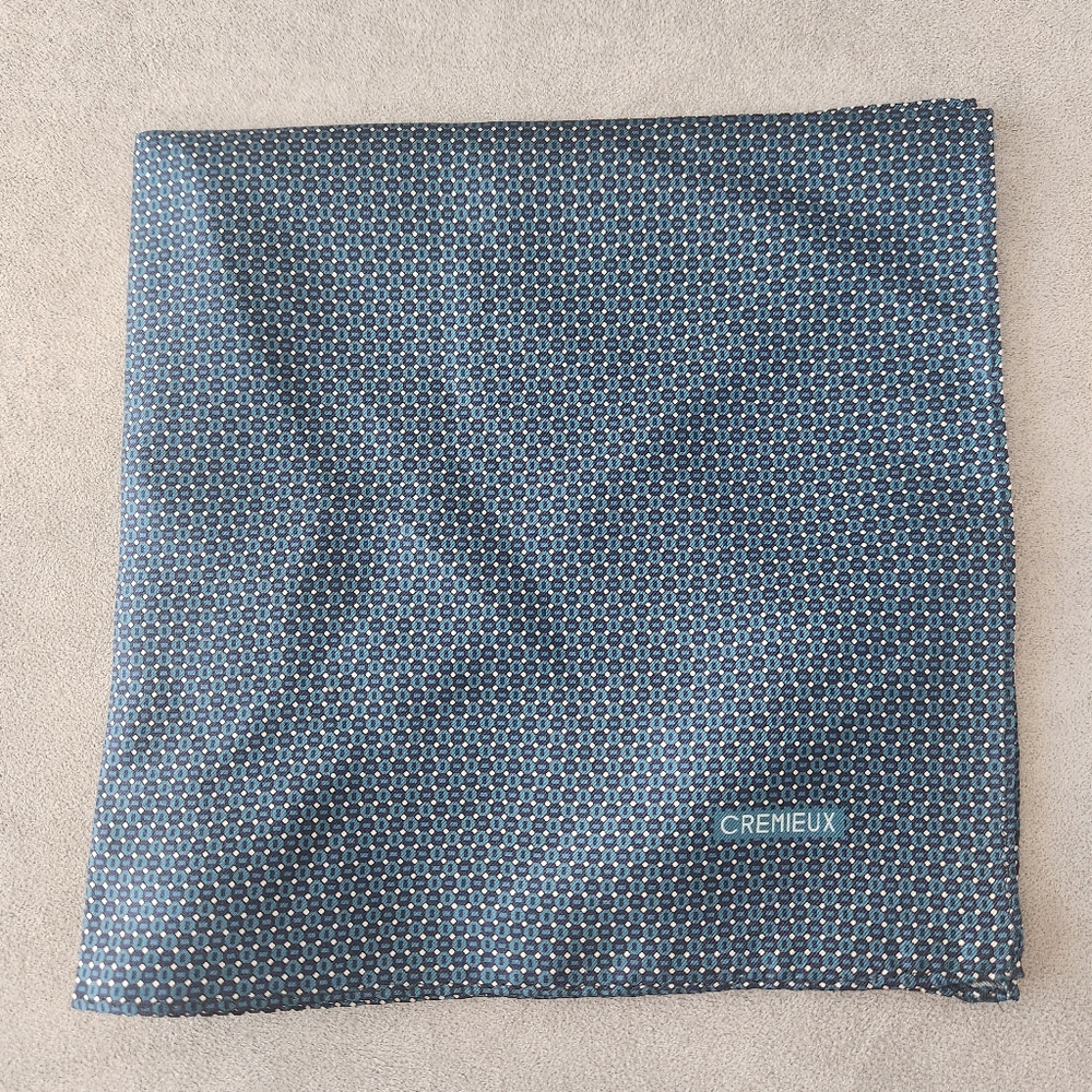 Cremieux pocket square teal green 100% silk foulard pochette formal new $35